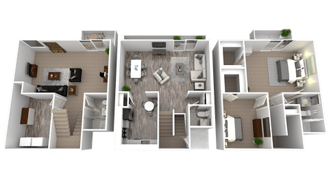 Floor plan for 2 beds, 3 baths, 2040 sqft